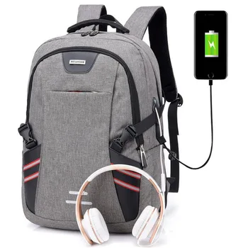 

mochila reflective strips men women backpack 15 Laptop Bag with USB Charging Wear-resistant nylon fabric school bags
