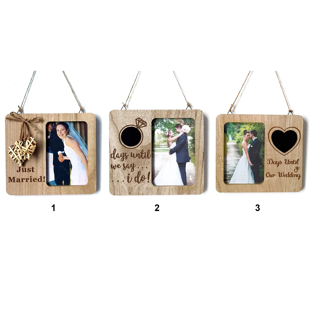Country Ornament Retro Picture Frame Photo Wall Decor Wedding Countdown Engagement Gifts Love Blackboard Wooden