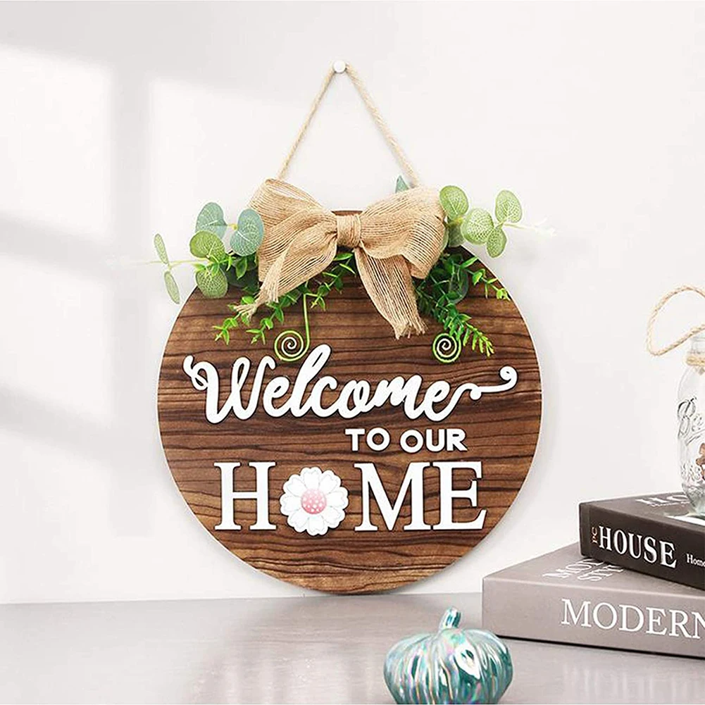Home Sign Front Porch Hanging Round Wreath Home Art Ornaments Pendant Door Sign Home Wall Sign - AliExpress