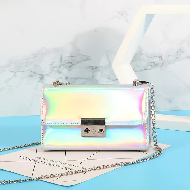 

Bag Women's 2018 New Style Shoulder Bag Korean-style Versatile Laser Bag Transparent Gel Bag Chain Bag Single-shoulder Bag for W