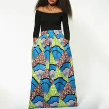 Африканский Для женщин с узором в виде перьев Высокая талия плиссированные свободные большие качающаяся длинная юбка Высокая Талия ed платье с леди шаблон