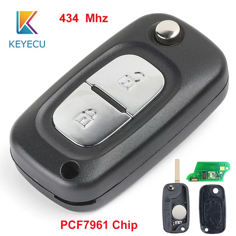 

KEYECU 434MHz PCF7961 Chip Flip 2 Button Remote Car Key Fob for Renault Clio 3 Megane 3 Scenic 3 Fluence Twingo Modus