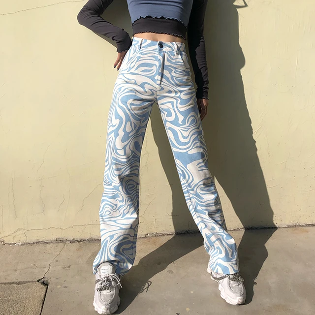 High waist pants with zebra prints