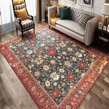 Ретро американский стиль большой размер гостиной без волос Цветочный Коврик, винтажный домашний декоративный коврик