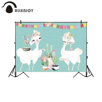 

Allenjoy Provence Backdrop Cloth Flag Cactus Flowers Dot Alpaca Party Curtain Stage Banners Cartoon Animals Event Decor Supplies