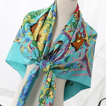 

Winter Accessories Square Scarves Printed For Ladies Fashion Lovers 100% Natural Silk Scarf Printed Autumn Scarves AC015