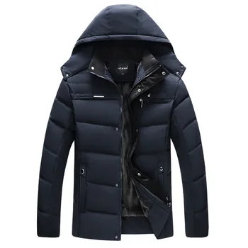

Thick Warm Winter Jacket Men Hooded Casual Mens Parka Coat Solid Middle-aged Male Overcoat Father's Gift Outwear