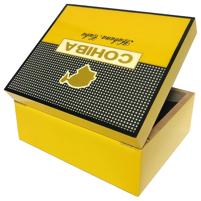 COHIBA Желтый классический кедр выстроились сигары Humidor пепельница резак коробка набор аксессуаров пианино отделка большой емкости Humidor