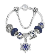 Модные ювелирные изделия браслеты, DIY браслет из сплава с бусинами, Снежинка Кулон Браслет подарок на день Святого Валентина