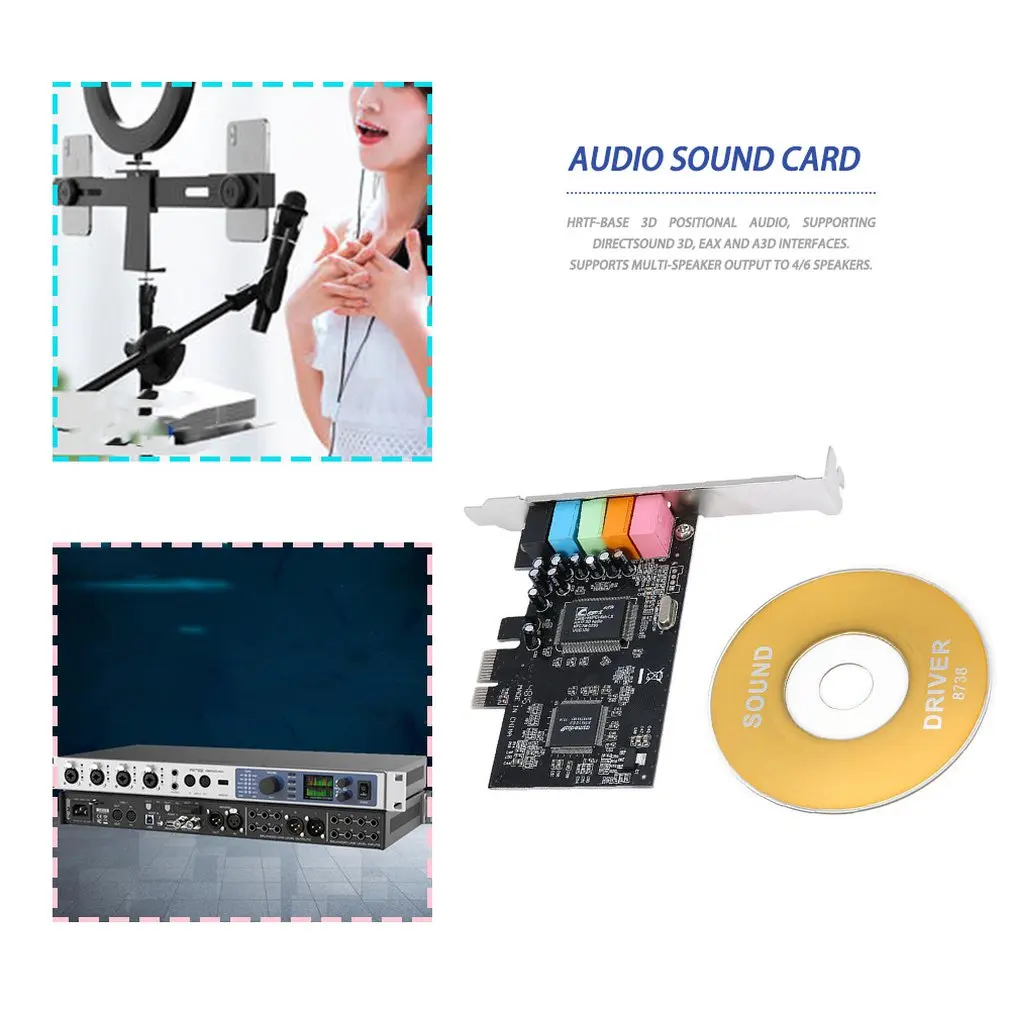 PCI-E Express 5.1ch CMI8738 Аудио Звуковая карта с низкопрофильным кронштейном США сток DLS-base Wavetable музыкальный синтезатор