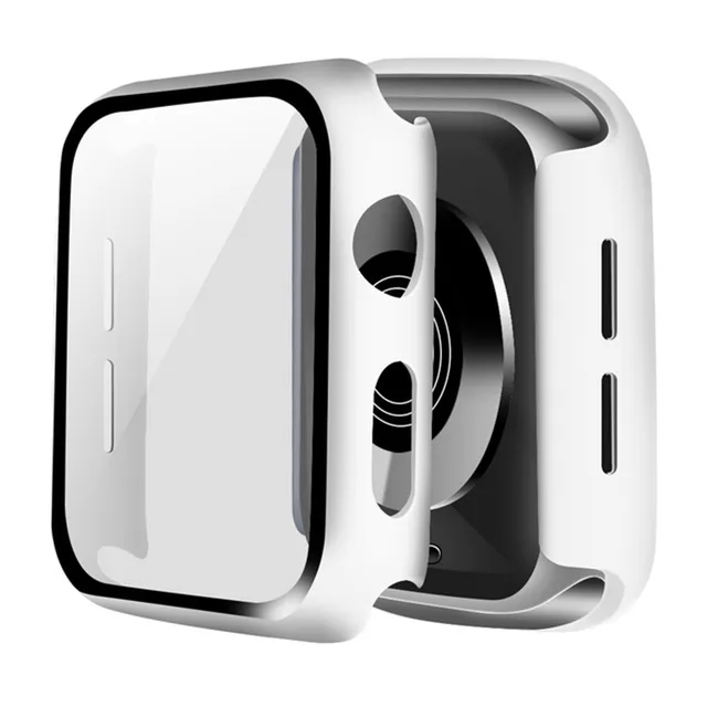 Glass + Cover For Apple Watch case 6/SE/5/4/3/2/1 iWatch 42mm 38mm bumper Tempered Glass for apple watch 44mm 40mm 42mm 38mm White