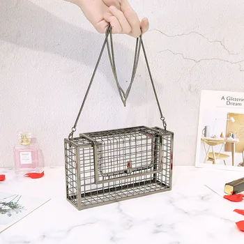 

Hollow Out Clutch Bag Bird Cage Women Handbag Tote Metal Cage Girls Top-Handle Bags Purse Fashion Party Pouch Evening Bag