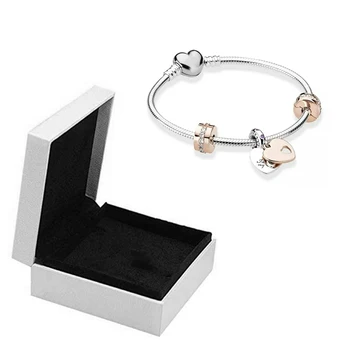

Bracelet and Box European Style Love And Luck Pendant Bracelets Suitable For Women's Jewelry Snake Chain Silver plated Gifts