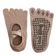 Женские нескользящие носки с открытой спиной, с 5 носками, силиконовые Нескользящие носки, женские хлопковые носки для балета, танцев, тренажерного зала, фитнеса, пилатеса