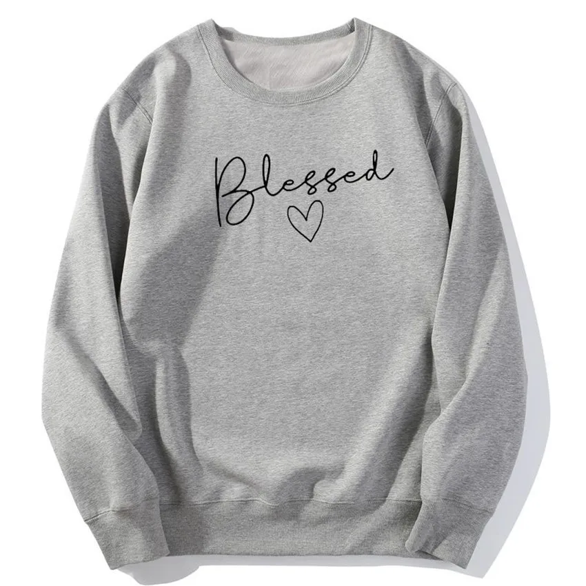 Women Sweatshirts Heart Print Hoodies Women Long Sleeve Top Autumn Sweatshirt Female Letter Pullovers Lady Top Sweatshirt