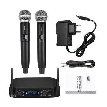 

Professional VHF Wireless 10 Channels Digital Microphone System with Two Handheld Cordless Mics One Receiver for Home Karaoke