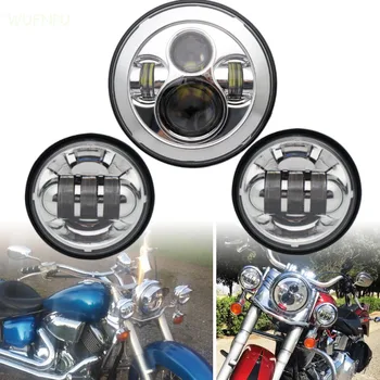 

Motorcycle7-inch LED headlights for Harley Electra Glide Softail Fat Boy Touring Moto headlights with 4-1/2" 4.5" LED fog light