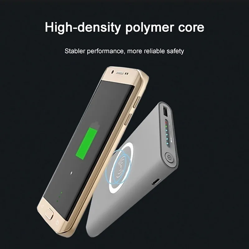 30000mAh Wireless Charging Power Bank  Portable Charging 2 USB  Phone External Battery Charger Poverbank for iphone and Android wireless battery pack