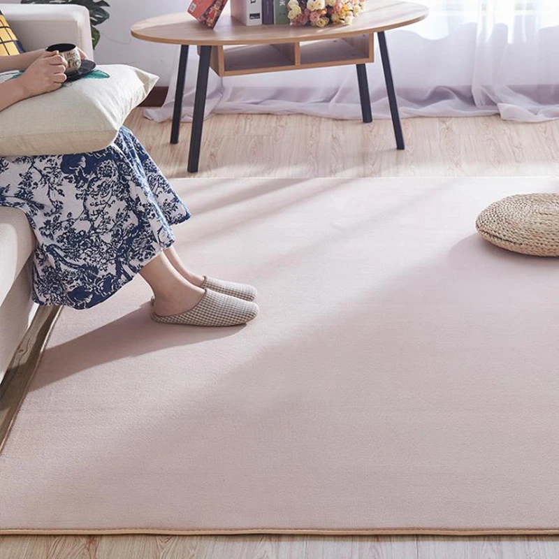 Solid Color Coral Fleece Carpet For Modern Living Room Tea Table Rug Gray Children Bedroom Play Crawling Mat Non-slip Soundproof