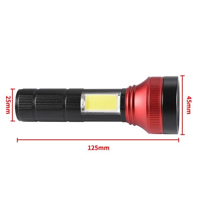 COBA portable led flash light osram torch cob tactical flashlight 3 modes 2000LM waterproof usb rechargeable built-in battery