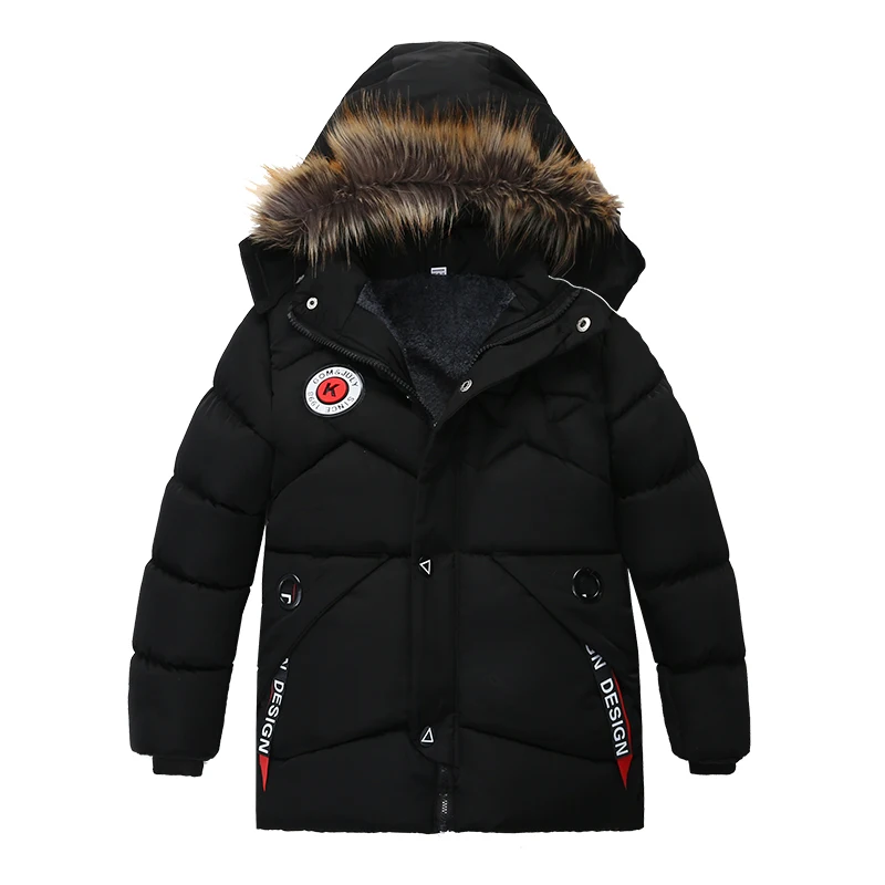Осенняя детская одежда зимняя одежда для маленьких мальчиков детская одежда плотное пальто теплая куртка для мальчиков, куртка с капюшоном От 2 до 4 лет - Цвет: Black