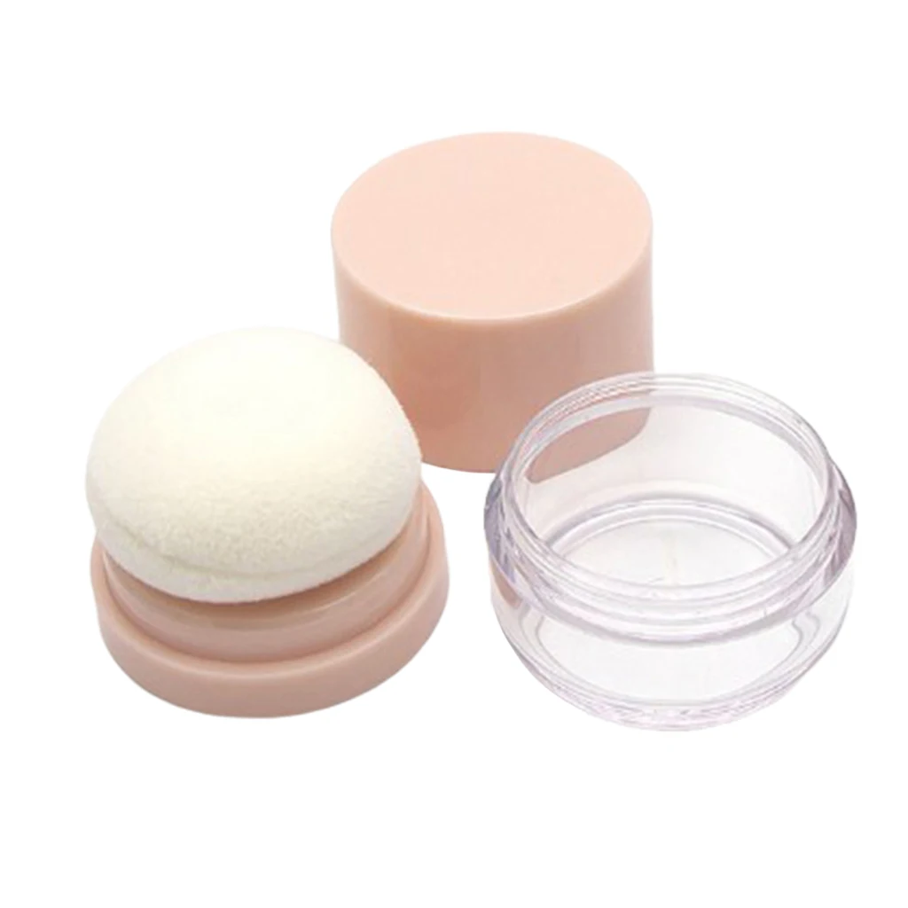 5G Plastic Empty DIY Makeup Loose Powder Case Cosmetic Blush Container Box with Puff - Pink