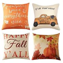 

18inch Fall Autumn Theme Farmhouse Decorative Throw Pillow Case Cushion Cover