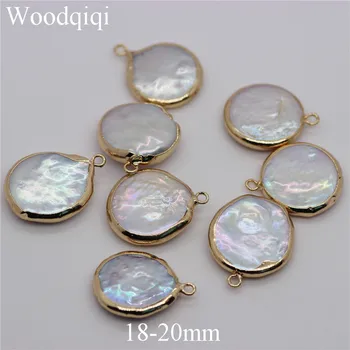 

5pcs/lot Unique Design Natural Baroque Pearl Pendant White Square Shape Pearl With Gold plated For Women Jewelry Making