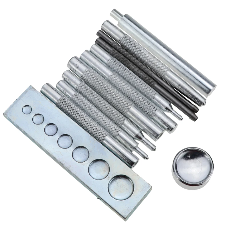 Snap Rivet Fastener Buttons Installation Tool Kit DIY Leather Crafts Hand Punch Tool Set 12pcs/set DIY Material Accessories Leather Tools Leather Craft Tool Kit Leather Craft Tools Leather Craft Tool Snap Buttons Tools