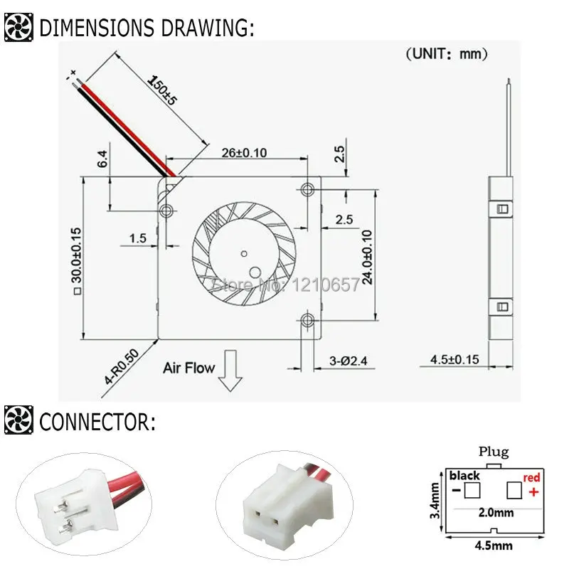 2Pin Hidráulica 30x30x4 MILÍMETROS 3 CENTÍMETROS DC