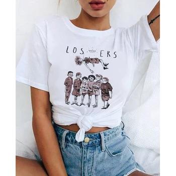 

Movie It Losers Club T Shirt Women Lovers Print Casual Short Sleeve Loser Lover It Inspired Vogue T-Shirt Harajuku White Tops