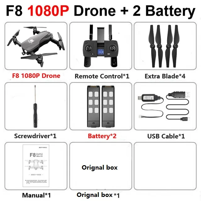 F8 антивибрационный карданный Дрон 4K 5G wifi gps Дроны с камерой HD 1 км Квадрокоптер SD карта Дрон Профессиональный VS SG907 L109 - Цвет: 1080P 2B Box