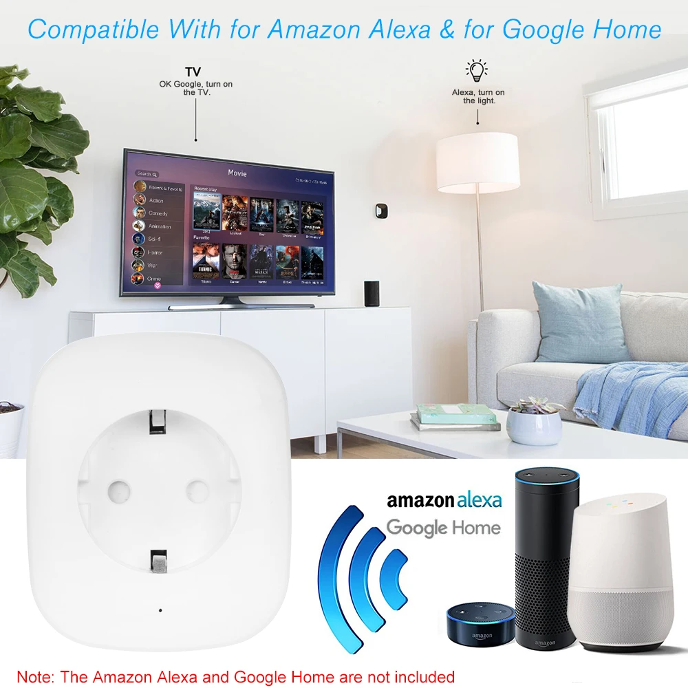 Мини Смарт Wi-Fi розетка ЕС Тип F дистанционное управление по смартфону из любого места Функция синхронизации Голосовое управление для Alexa Google Home
