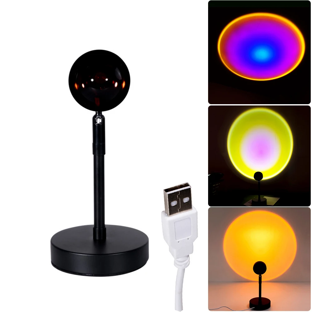 

5V USB Night Light Button Rainbow Sunset Projector Atmosphere Background Wall Decoration Lamp