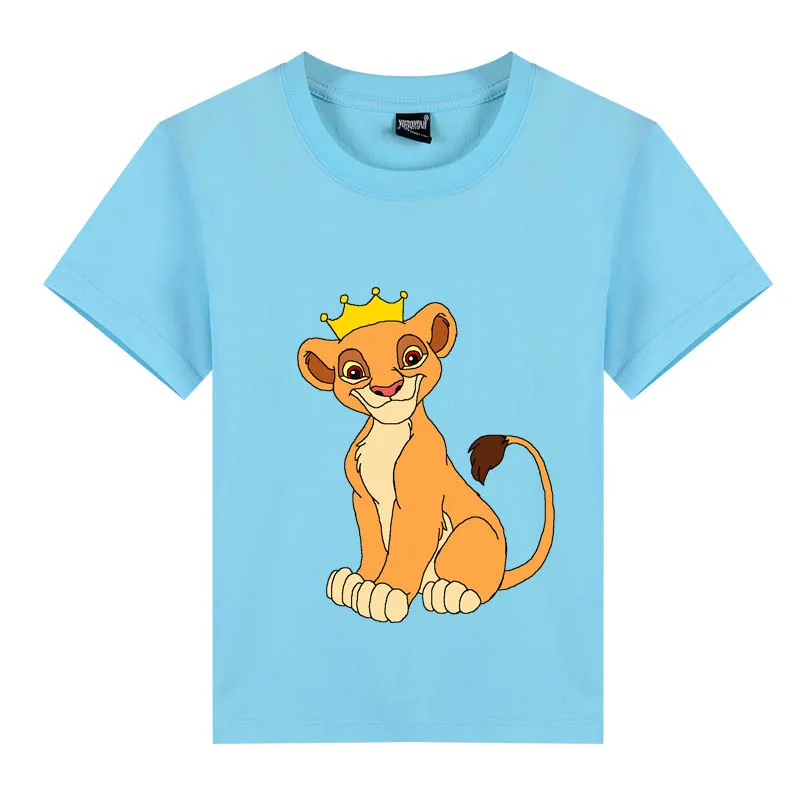 Детская футболка из хлопка с рисунком белого и розового льва simba летние майки для мальчиков и девочек 4, 6, 8, 10, 12 лет
