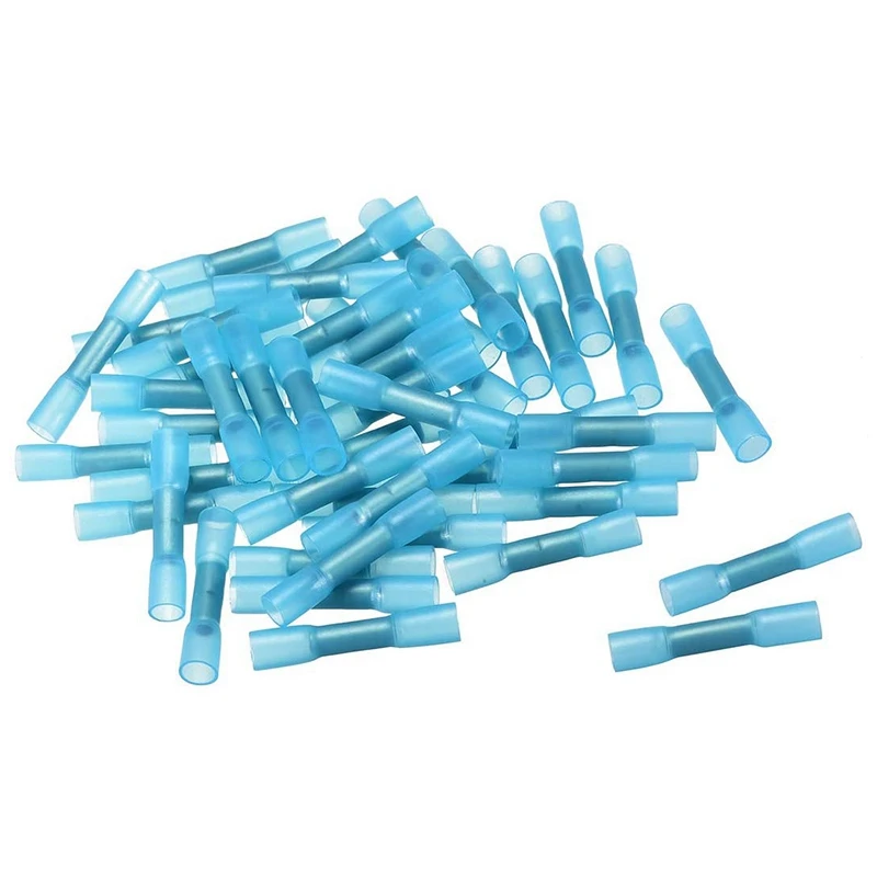 

100Pcs Blue Hot Melt Adhesive Heat Shrinkable Waterproof Intermediate Joint Terminal Bht2 Wire Connector