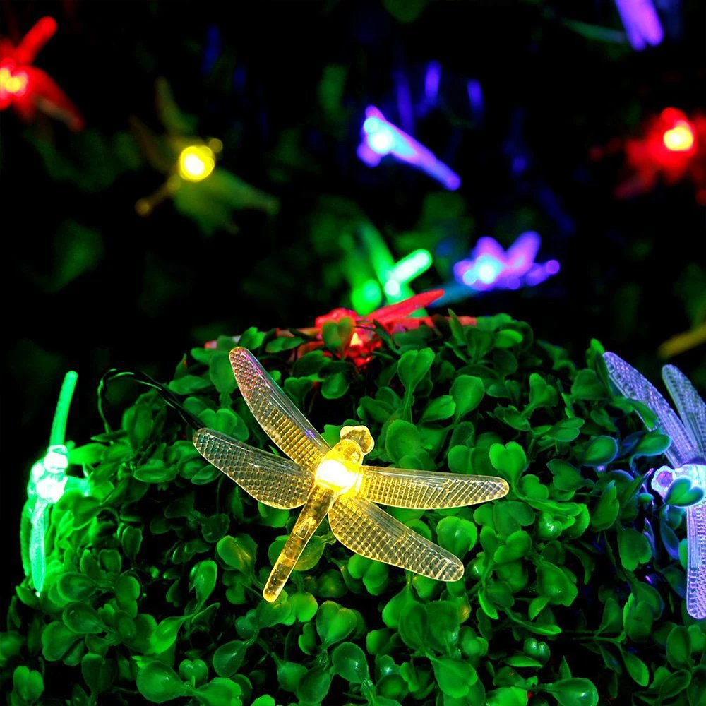 Светодиодный солнечный светильник Стрекоза строка рождественские украшения