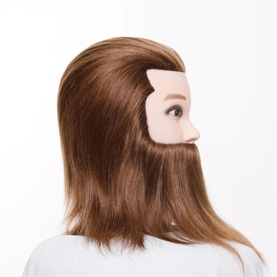 profession styling hairdressing head mannequin doll with 100 human hair and beard for hairdresser hair practice traning head