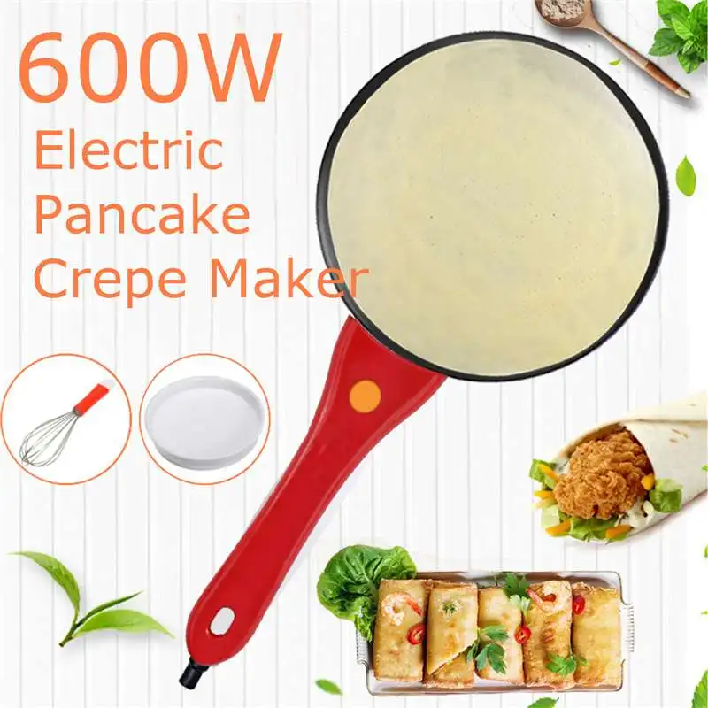 3Pcs/set Household Non-Stick Crepe Maker Pan Electric Pancake Cake Machine Frying Griddle Portable Kitchen Baking Tool 220V 600W