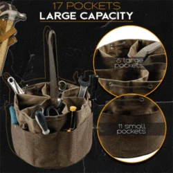 Bolsa de paracaídas para manualidades de cuero, almacenamiento de herramientas multibolsillo, organizador de herramientas de carpintería, con cordón