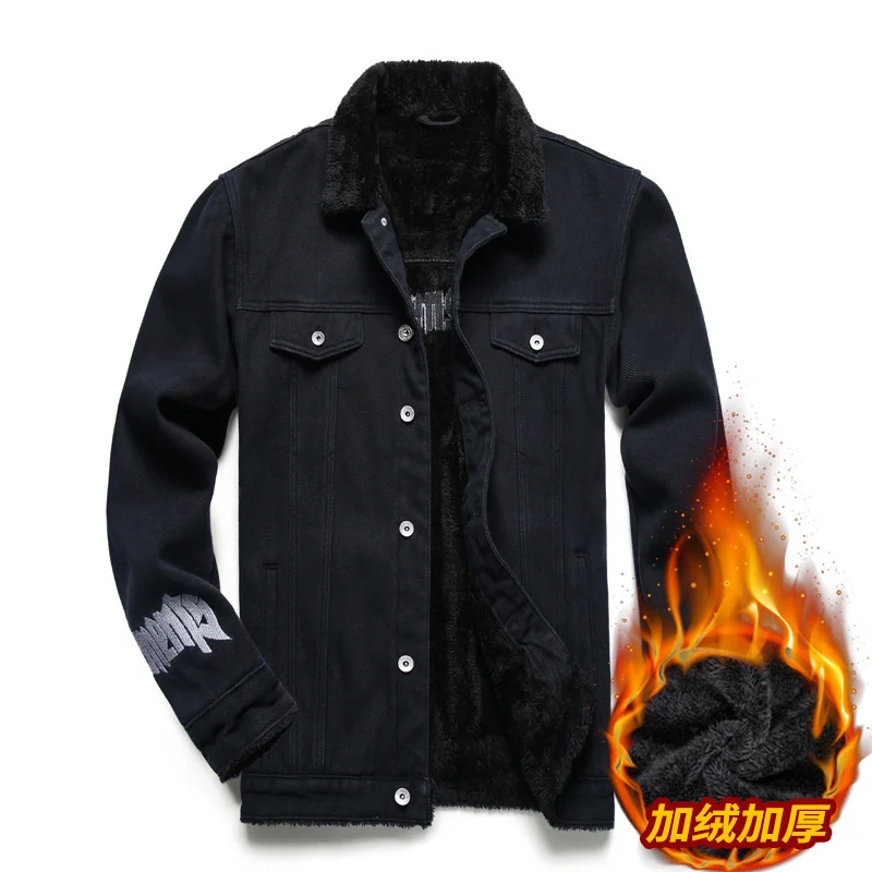 

Джинсовая куртка мужская, Модный повседневный приталенный жакет из чистого хлопка, универсальная, с вышивкой, зима