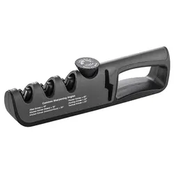 Professional Adjustable 4-Stage Kitchen Knife and Scissors Sharpener Tool - As pic (Black)