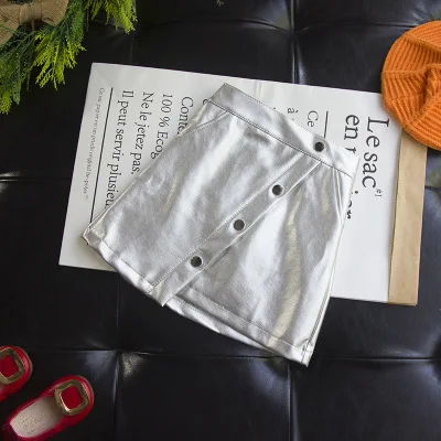 grey skirt Осенняя одежда для девочек; Осенняя юбка для девочек; юбка-пачка из искусственной кожи для девочек; черные детские юбки; Одежда для девочек; Детский костюм; saia; Новинка - Цвет: grey skirt