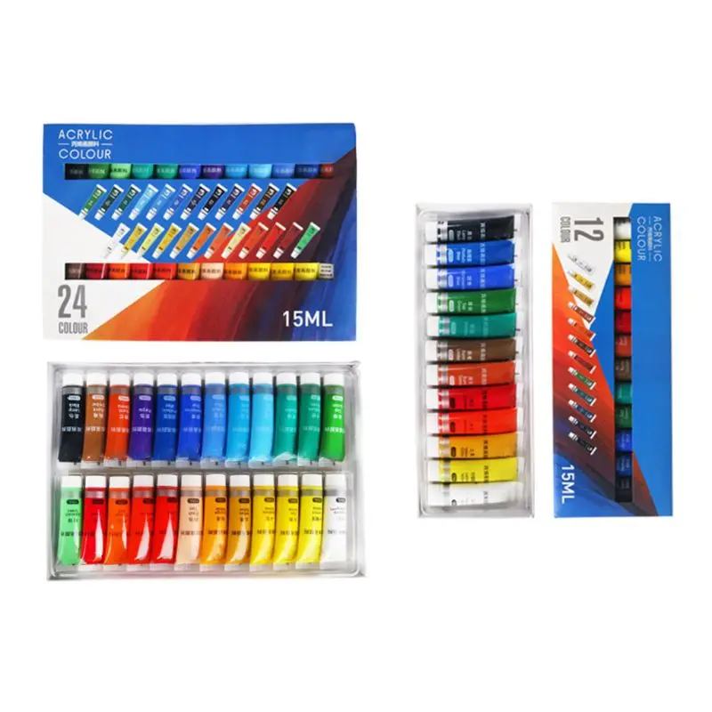 

12/24 Colors Artist Acrylic Paints 15ml Tube Drawing Painting Pigment Wall Paint