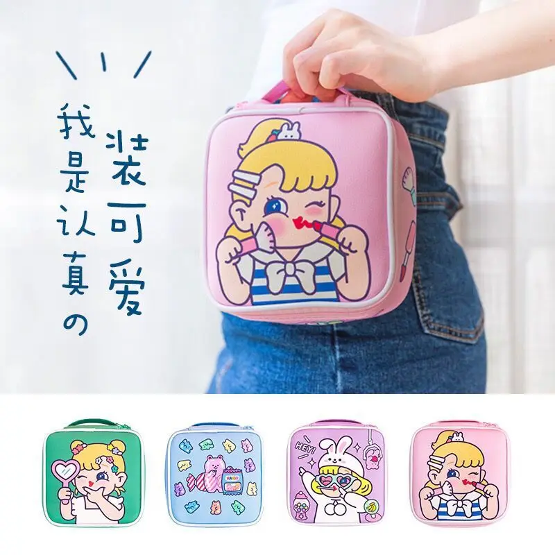 

Cute Cosmetic Case Storage Package Girls Large Capacity Make Up Women Travel Wash Storage Bag Cartoon PU Cosmetic Bag Day Cluth