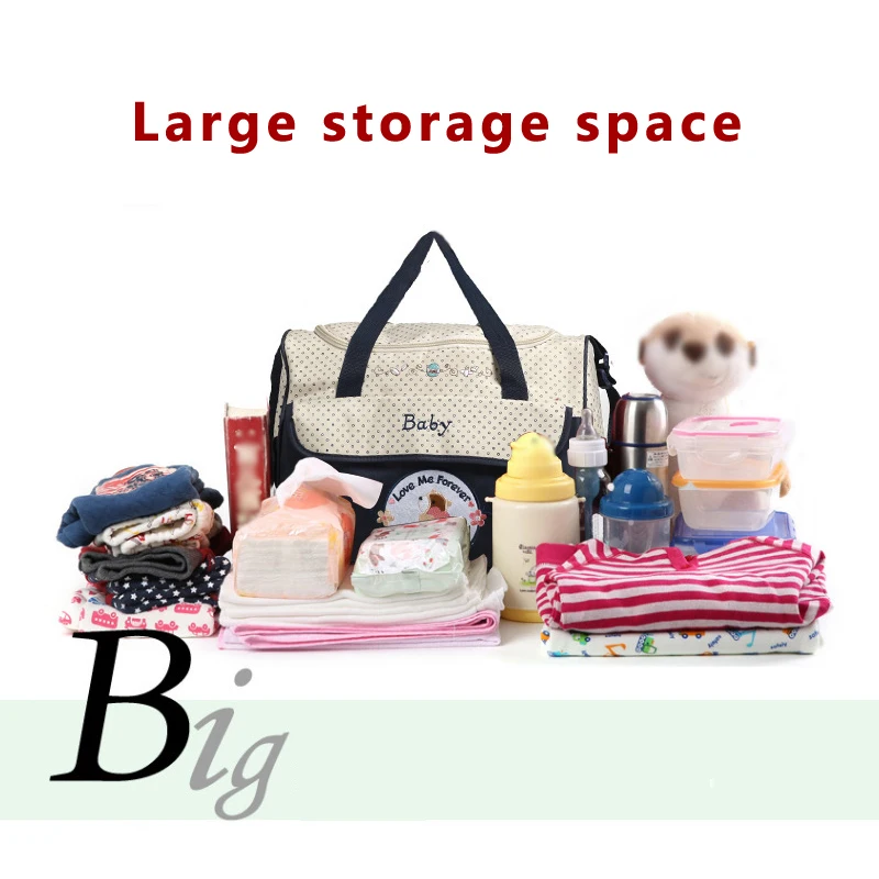 5pcs set Diaper Bag One Shoulder Baby bag Women Travel Handbag for Baby Nursing Mummy Maternity Nappy Bag luiertas