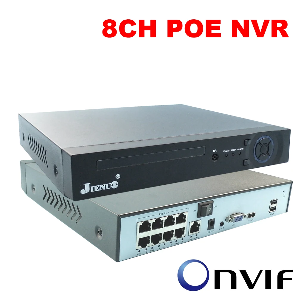 JIENUO HD 8CH POE NVR DVR CCTV Security 8 канальный сетевой видеорегистратор для 4 МП 5 Мп Onvif IP
