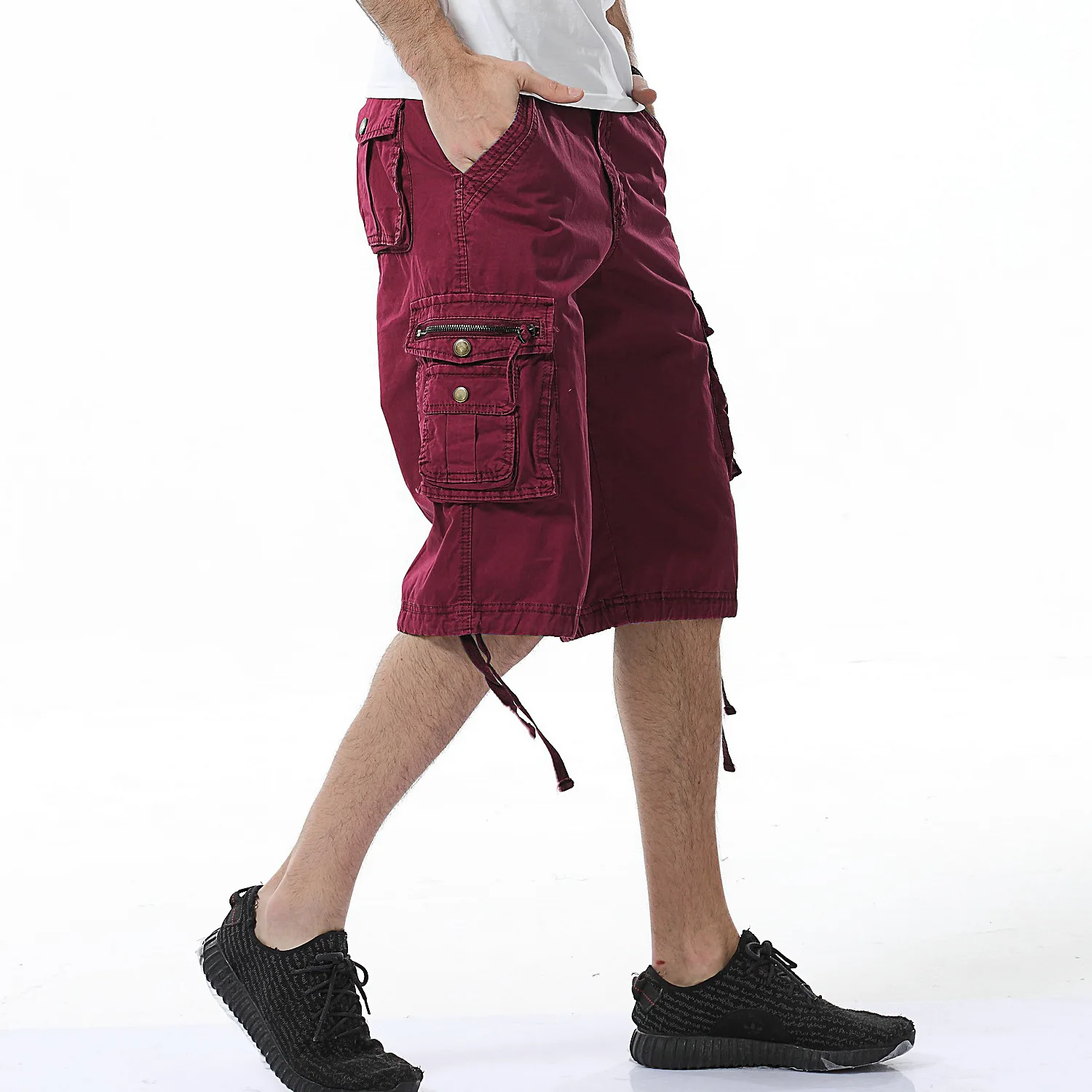 Men Clothes New Summer Dress Loose Casual Work Clothes Shorts Large Size Multi-pocket Knee Length Pantalones Cortos Hombre
