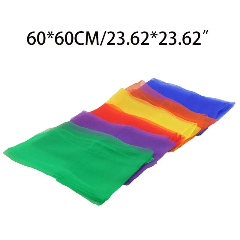  12Pcs Women Girl Square Juggling Chiffon Dance Scarves Magic Tricks Performance Props Kindergarten  - 4000074808322