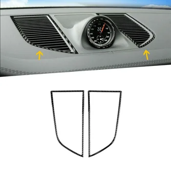 

2pcs Carbon Fiber Inner Dashboard Lid Air Vent Cover Sticker Stylish Car Internal Trim For Porsche Macan 15-18